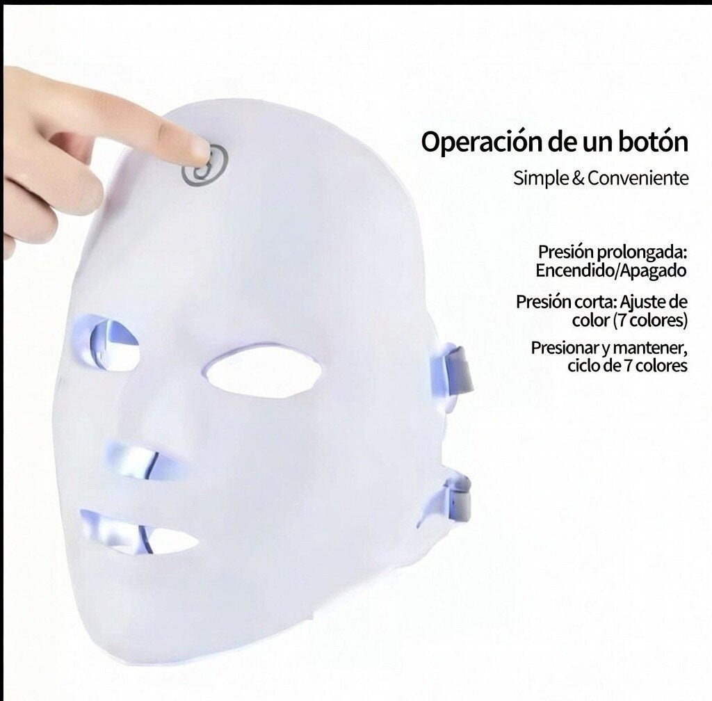 Máscara facial LED recargable de 7 colores